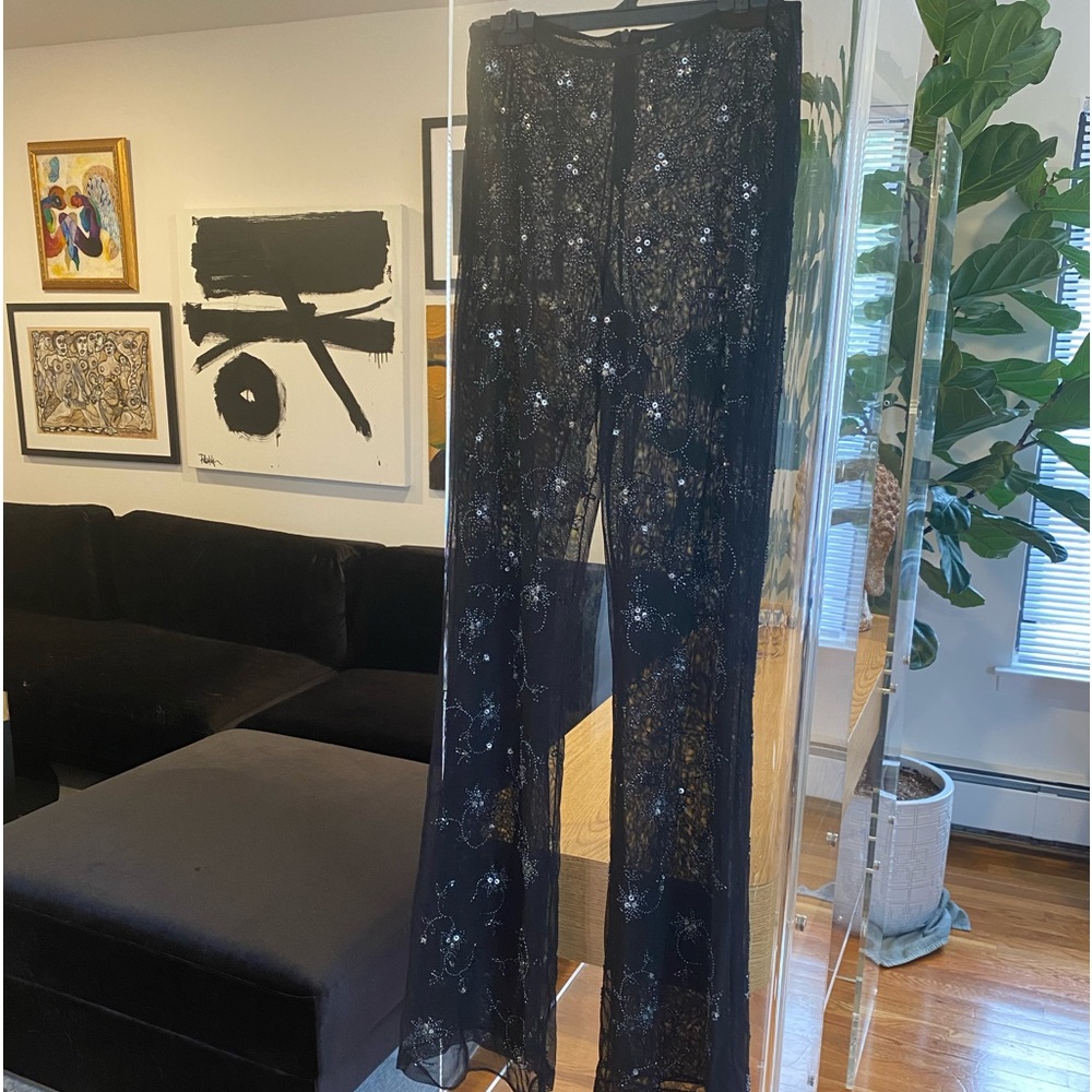 Laundry by‎ Shelli Segal Sheer Beaded Pants